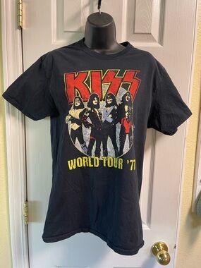 Kiss Black Short Sleeve Tee with Red & Yellow Logo